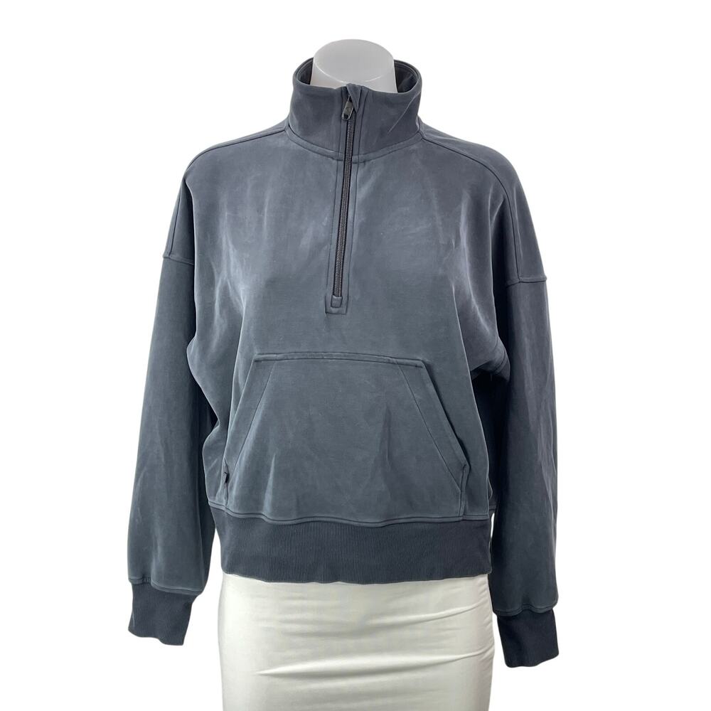 Crz Yoga Women's Navy Blue Long Sleeve High Neck 1/4 Zip Sweatshirt Top Size M